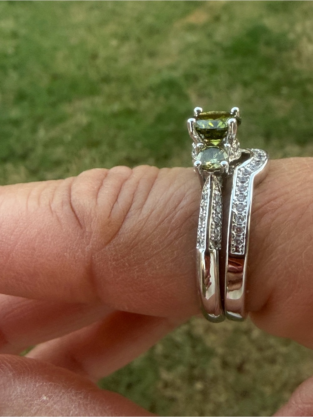 Sterling Silver Peridot Three-Stone Ring - Picture 5 of 14